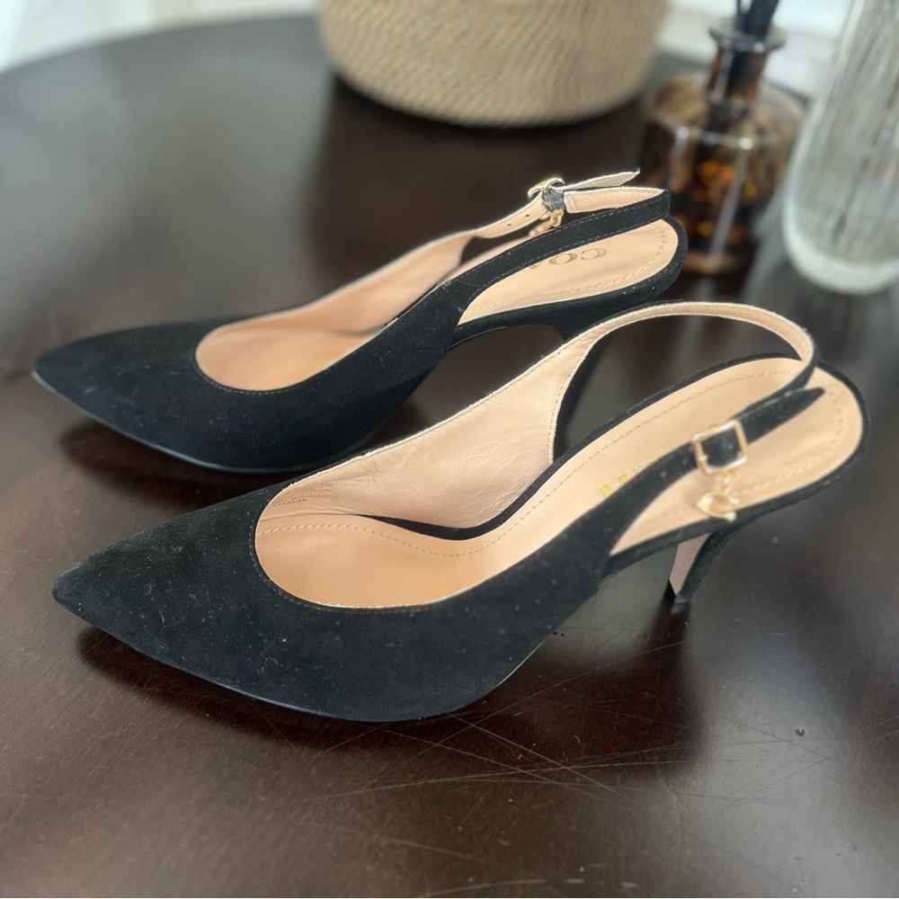 Coach Sutton Slingback Black Suede Heel size 9.5